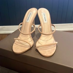 Strappy backless nude sandals